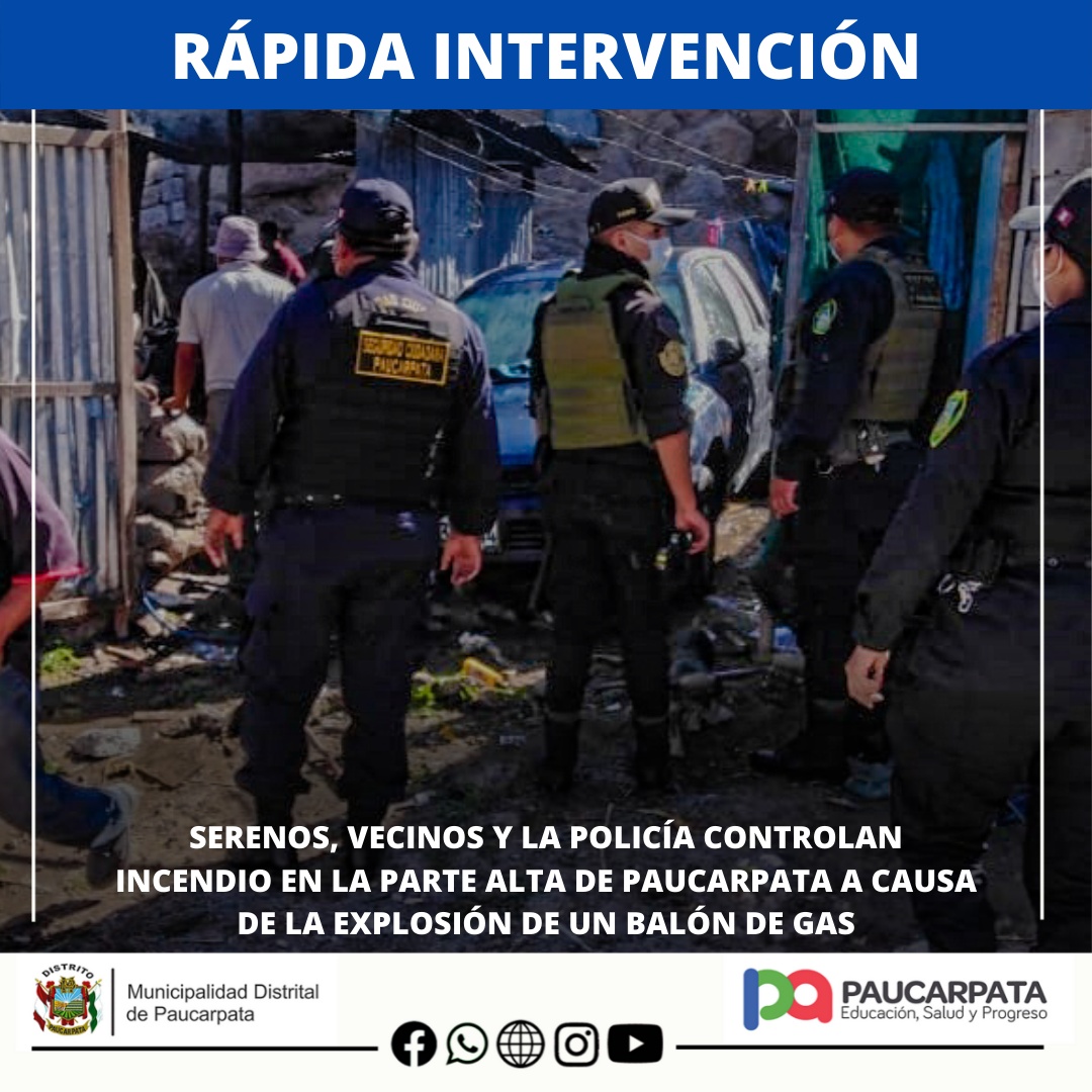 SERENOS, VECINOS Y LA POLICÍA CONTROLAN INCENDIO EN LA PARTE ALTA DE PAUCARPATA